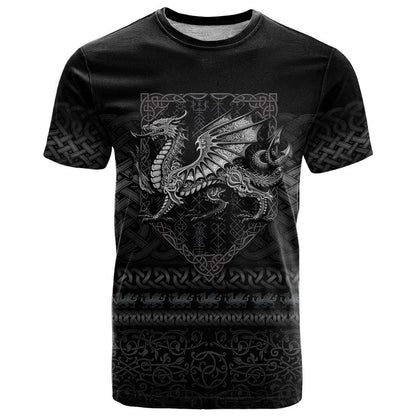 Welsh Celtic Culture T-Shirt Wales Y Ddraig Goch with Knot Graphic Tee