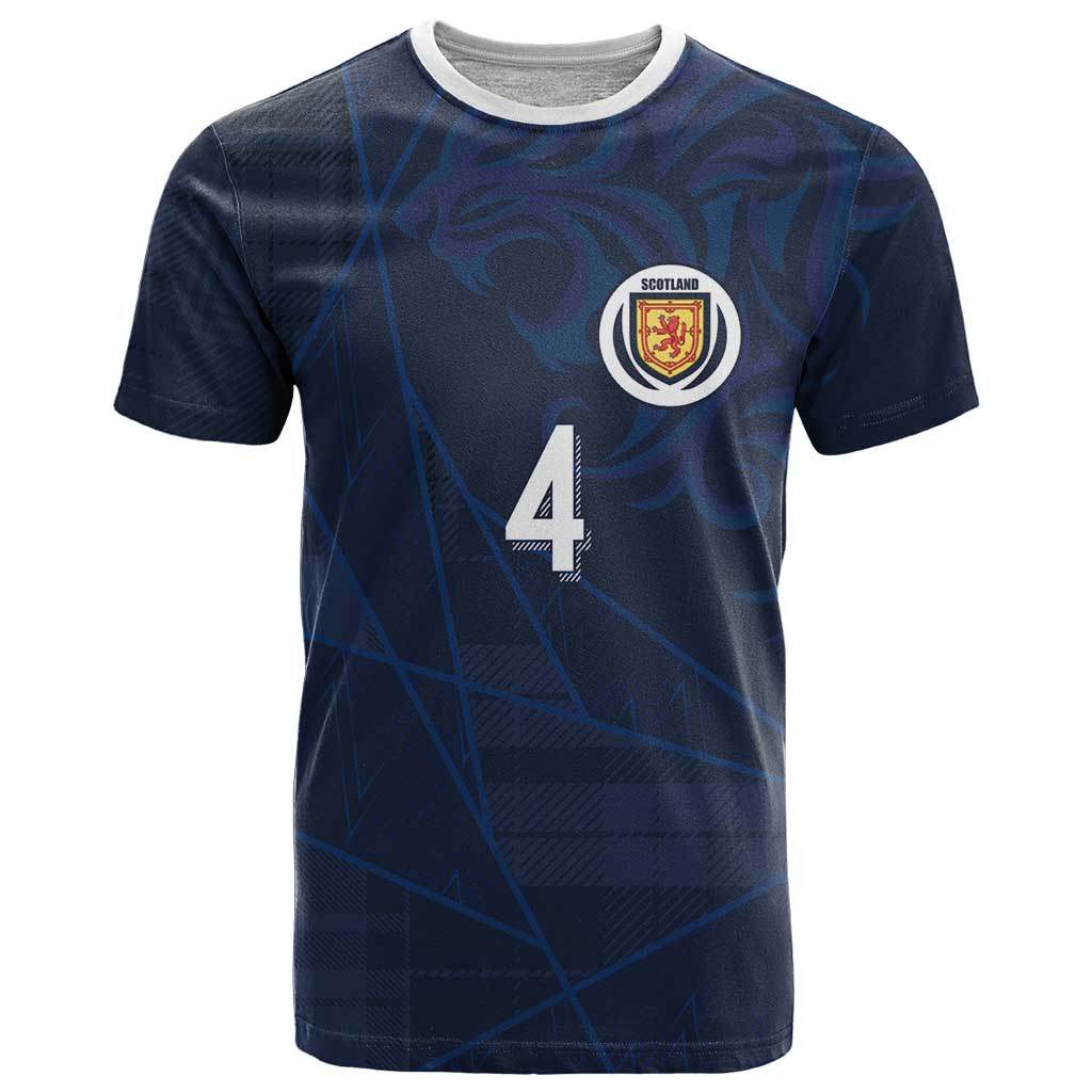 Custom Scotland National Football T-Shirt Tartan Patchwork and Sport Lion Graphic Tee