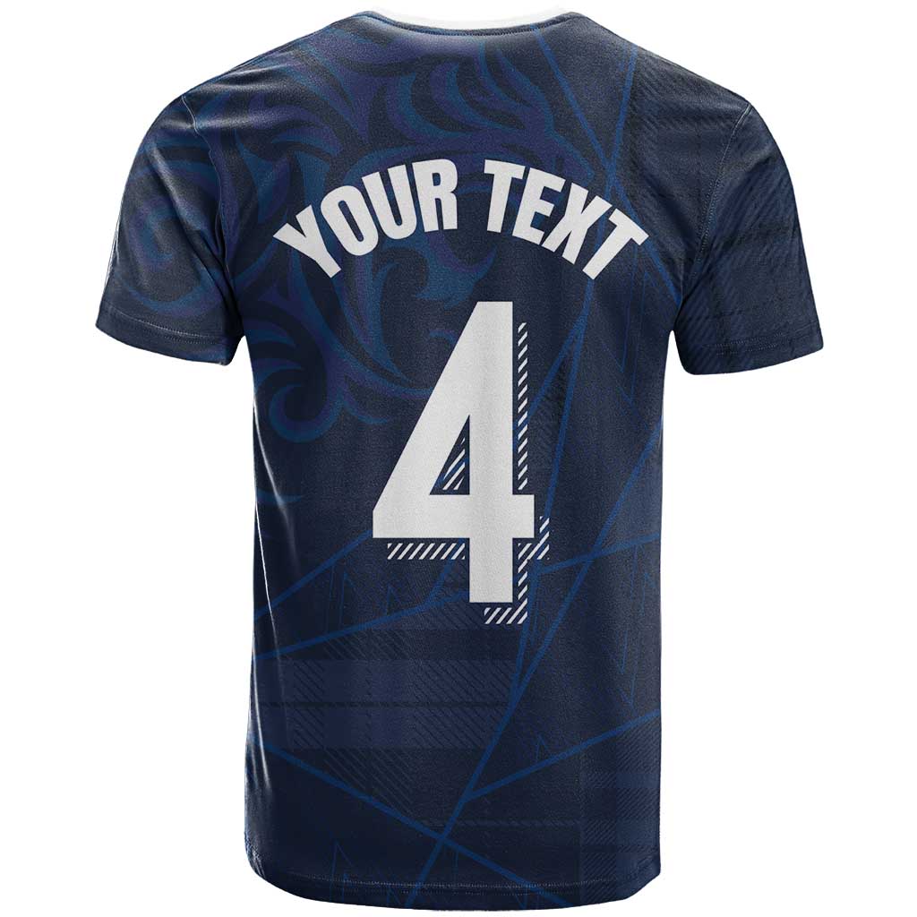 Custom Scotland National Football T-Shirt Tartan Patchwork and Sport Lion Graphic Tee