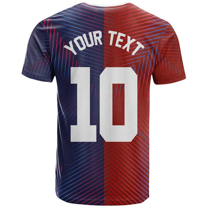 Custom Haiti National Football T-Shirt Red Blue The Half Sporty Design Graphic Tee