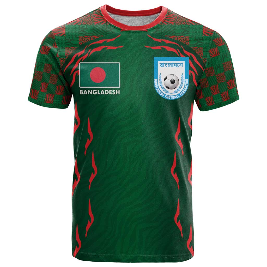 Custom Bangladesh Football T-Shirt Bengal Tigers Green-Red Warriors Graphic Tee