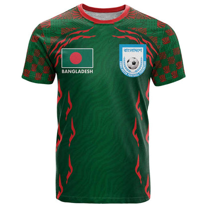 Custom Bangladesh Football T-Shirt Bengal Tigers Green-Red Warriors Graphic Tee