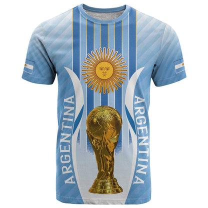 Custom Argentina Football T-Shirt The Trophy Vamos La Albiceleste Graphic Tee