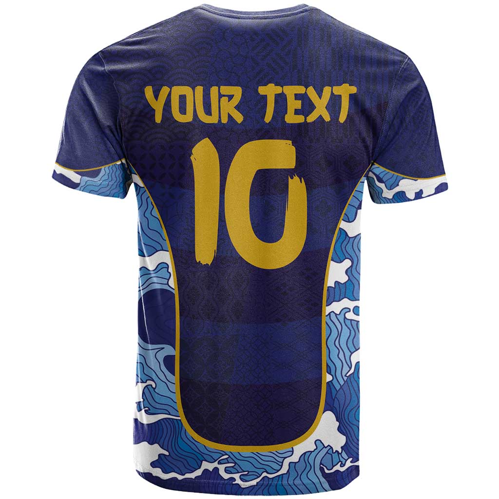 Custom Japan Pacific Rugby 2024 T-Shirt Japanese Traditional Pattern and Sea Waves Graphic Tee