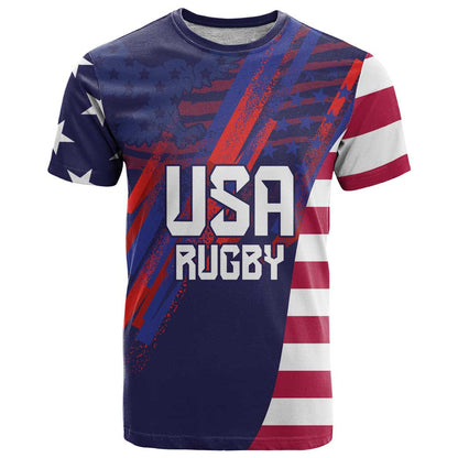 Custom United States Pacific Rugby 2024 T-Shirt The Eagle and USA Flag Style Graphic Tee