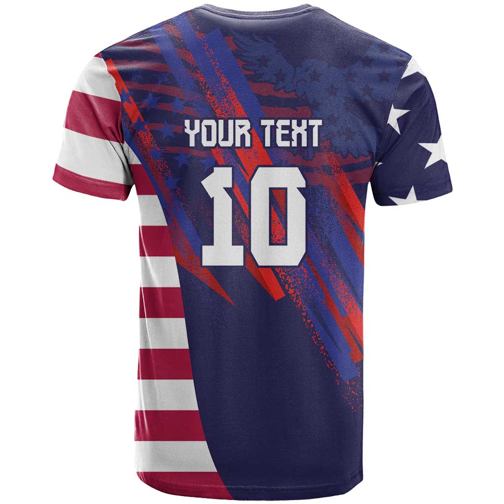 Custom United States Pacific Rugby 2024 T-Shirt The Eagle and USA Flag Style Graphic Tee