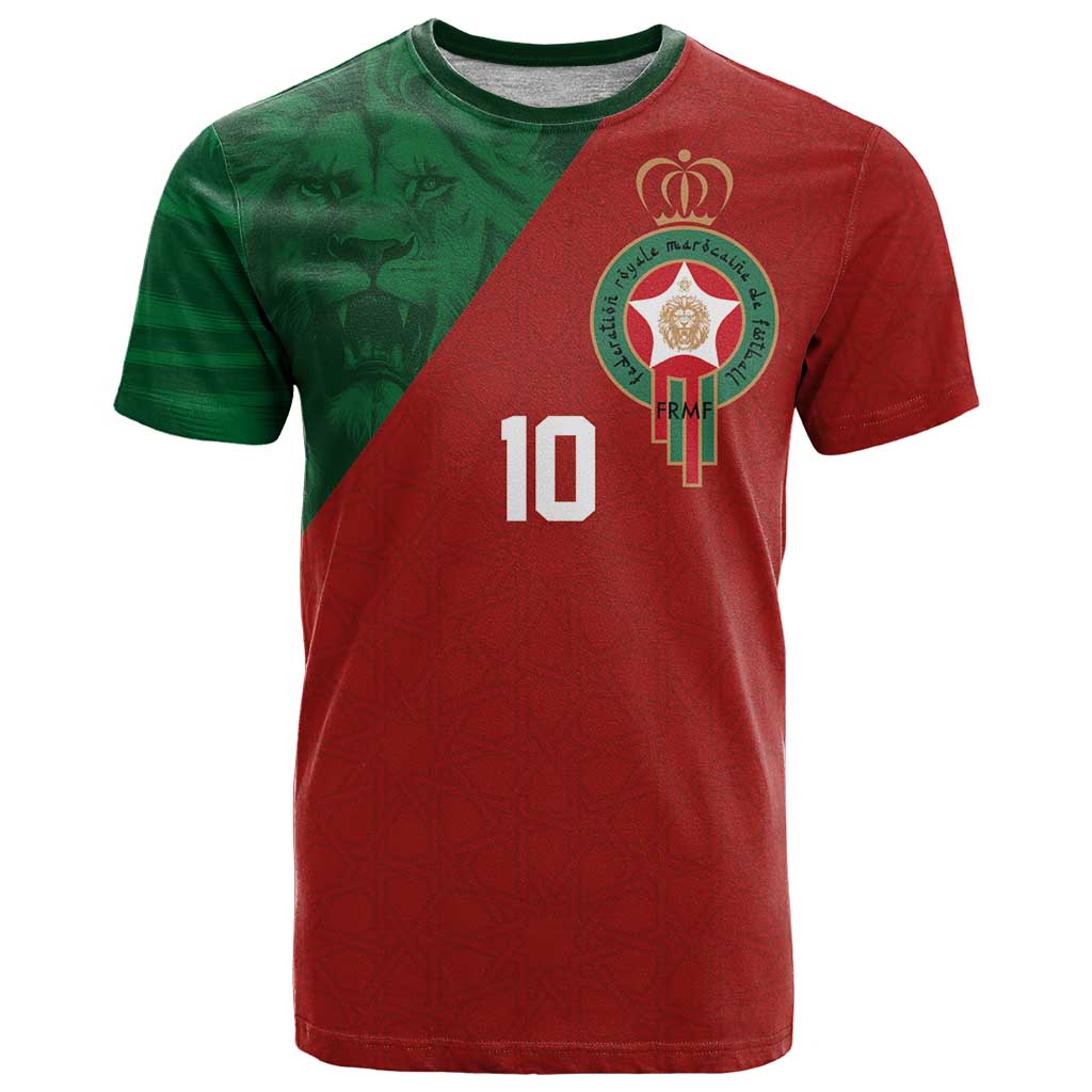 Custom Morocco National Football T-Shirt The Atlas Lions Spirit Graphic Tee