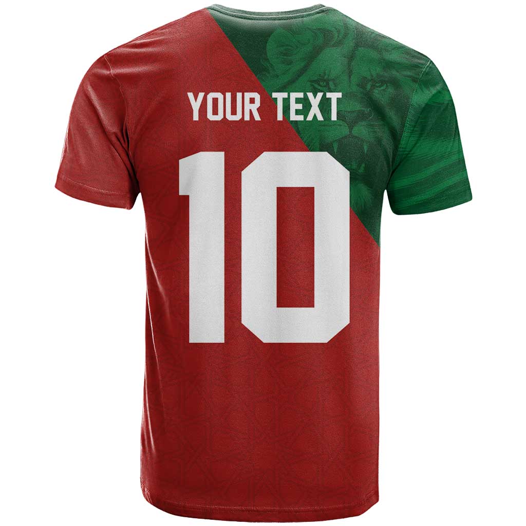 Custom Morocco National Football T-Shirt The Atlas Lions Spirit Graphic Tee