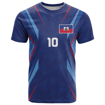 Custom Haiti National Football T-Shirt Sporty Style Graphic Tee