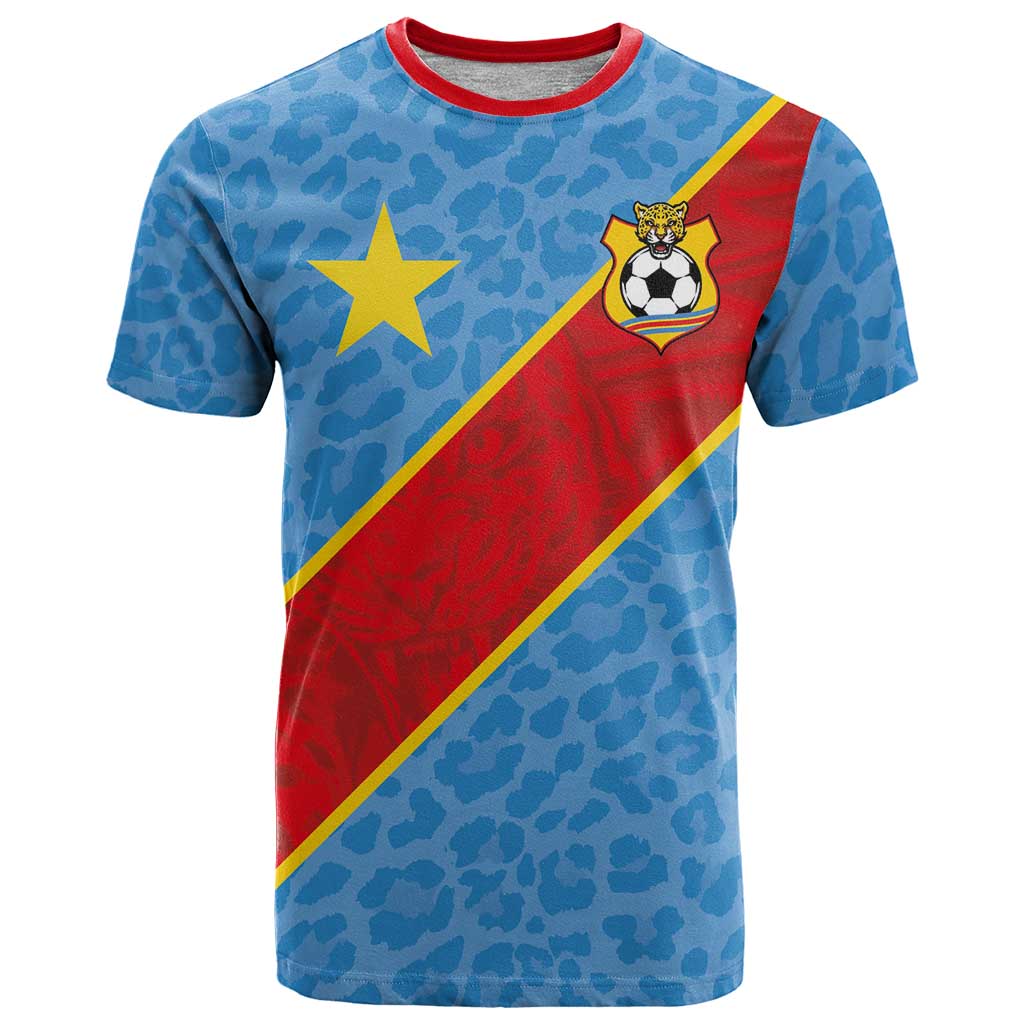 Custom DR Congo National Football T-Shirt Leopards Power Graphic Tee