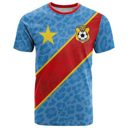 Custom DR Congo National Football T-Shirt Leopards Power Graphic Tee