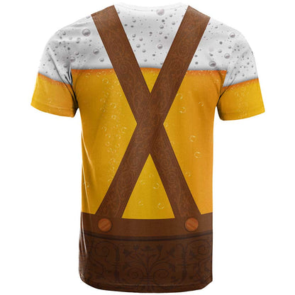 Traditional German Costume - Lederhosen T-Shirt Oktoberfest Beer Head Funny Style Graphic Tee