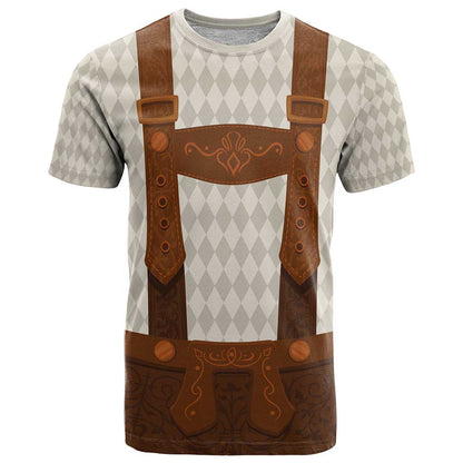 Traditional German Costume - Lederhosen T-Shirt Old Vintage Bavarian Pattern Graphic Tee