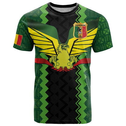 Custom Mali Football T-Shirt Les Aigles-Green Gold and Red Graphic Tee