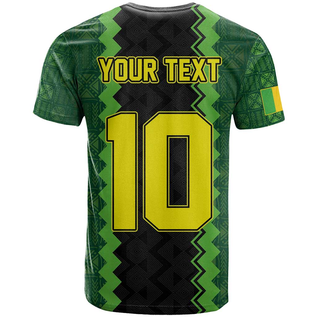 Custom Mali Football T-Shirt Les Aigles-Green Gold and Red Graphic Tee