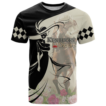 Kentucky Racing Horses Derby Hat Girl T-Shirt Beige Color Graphic Tee