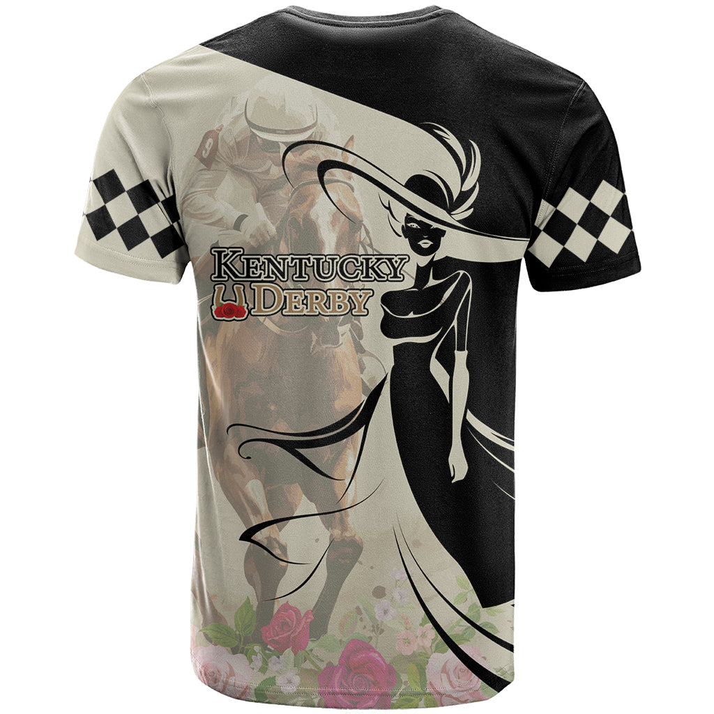 Kentucky Racing Horses Derby Hat Girl T-Shirt Beige Color Graphic Tee