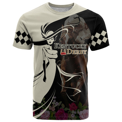 Kentucky Racing Horses Derby Hat Girl T-Shirt Black Color Graphic Tee