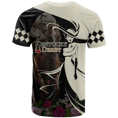 Kentucky Racing Horses Derby Hat Girl T-Shirt Black Color Graphic Tee