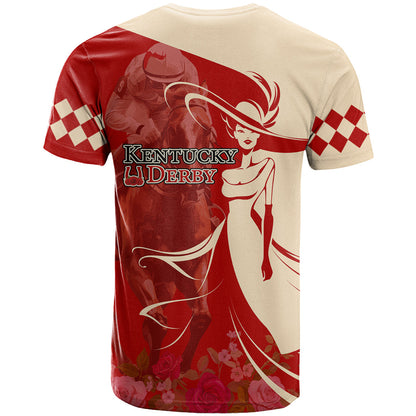 Kentucky Racing Horses Derby Hat Girl T-Shirt Red Color Graphic Tee
