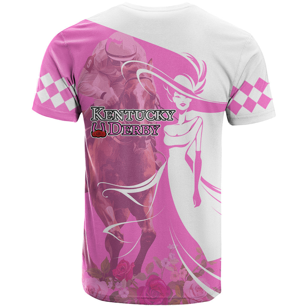 Kentucky Racing Horses Derby Hat Girl T-Shirt Pink Color Graphic Tee