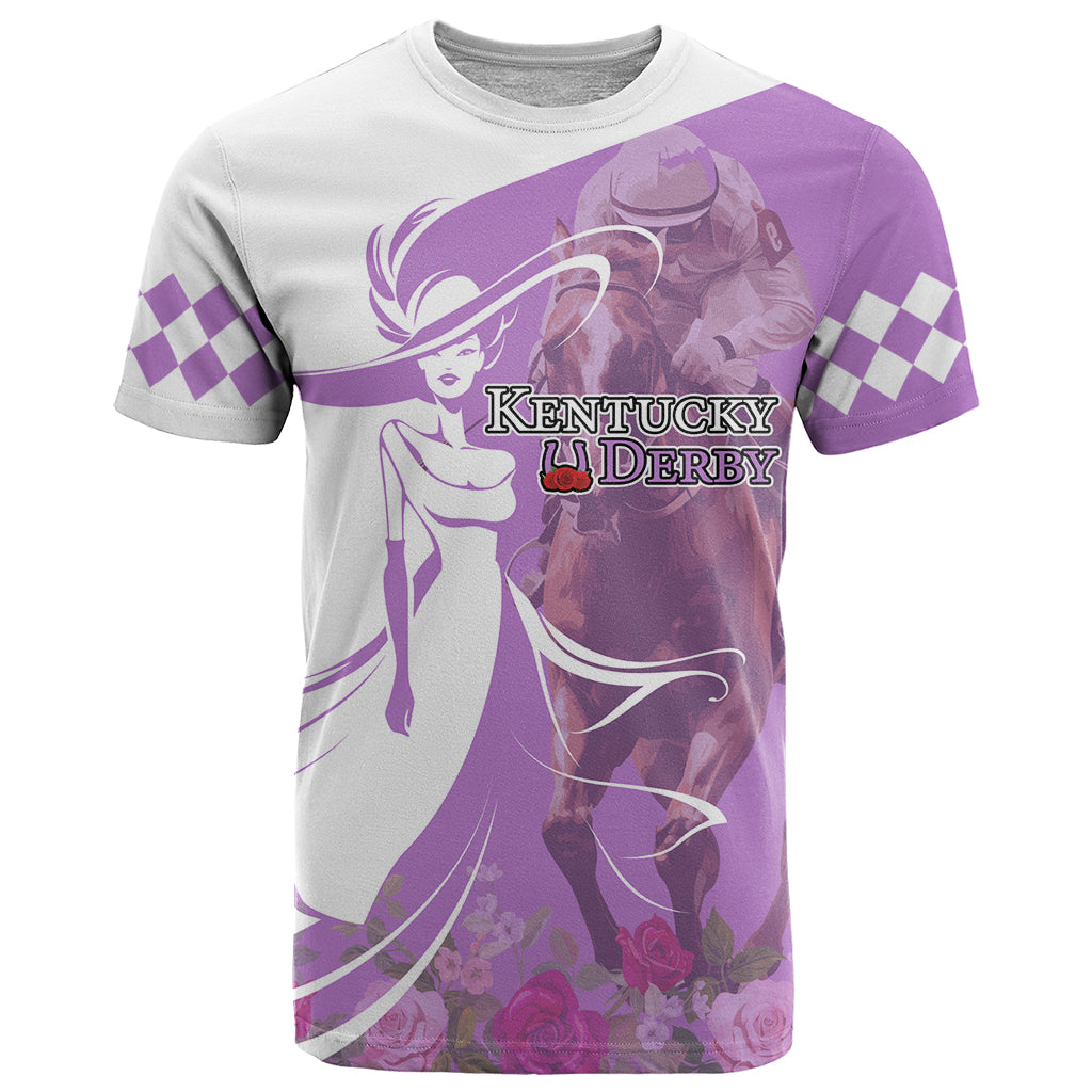 Kentucky Racing Horses Derby Hat Girl T-Shirt Purple Color Graphic Tee