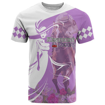 Kentucky Racing Horses Derby Hat Girl T-Shirt Purple Color Graphic Tee