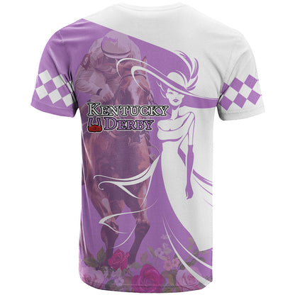 Kentucky Racing Horses Derby Hat Girl T-Shirt Purple Color Graphic Tee