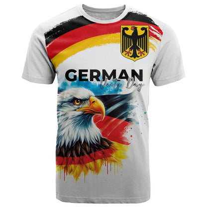 German Unity Day T-Shirt Germany Flag with Eagle Head and Emblem Graphic Tee