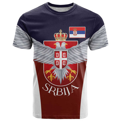 Serbia T-Shirt Double Headed Eage Emblem Sporty Graphic Tee
