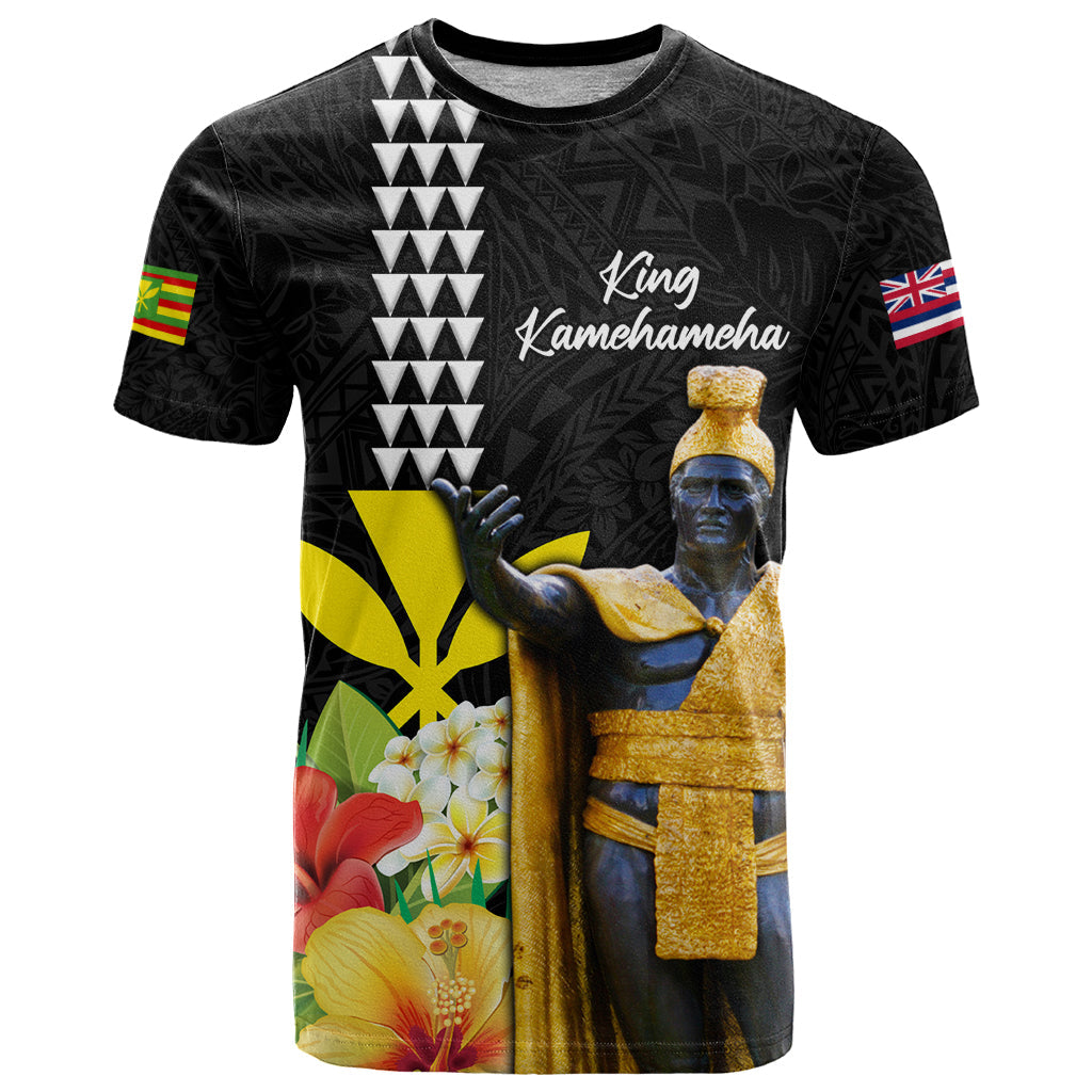 Hawaii King Kamehameha Day T-Shirt Kanaka Maoli Hibiscus Flower and Kakau Pattern Graphic Tee
