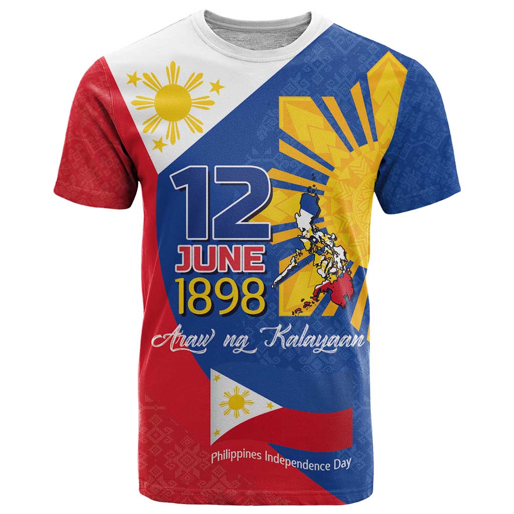 Philippines Independence Day T-Shirt Araw ng Kalayaan Polynesian Sun and YAKAN Pattern Graphic Tee