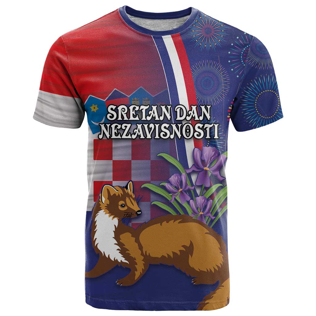 Personalised Croatia Independence Day T-Shirt Sretan Dan nezavisnosti With Kuna Zlatica and Perunika Graphic Tee
