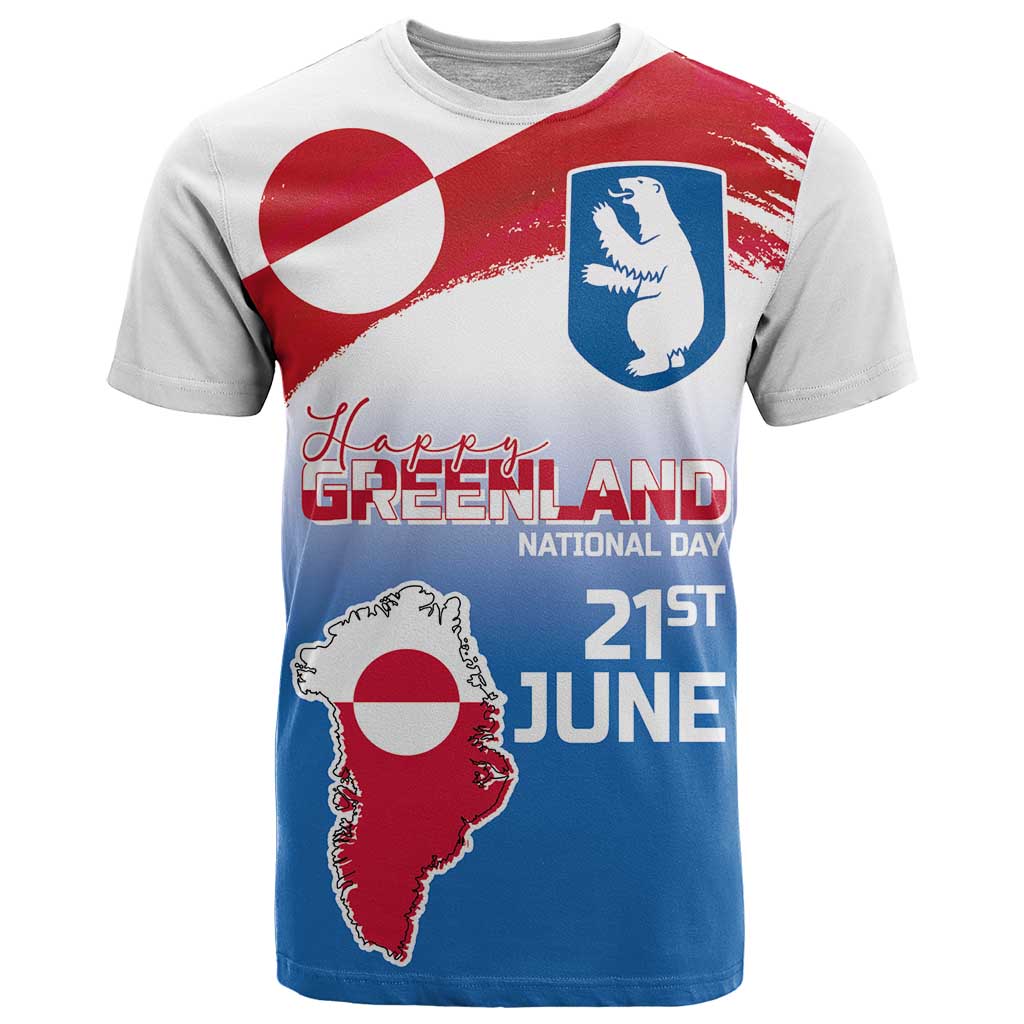 Greenland National Day T-Shirt National Country Flag and Emblem with The Map Graphic Tee