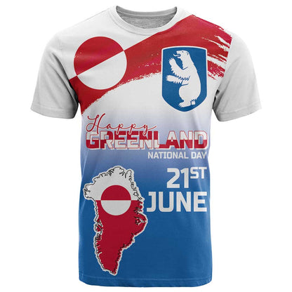 Greenland National Day T-Shirt National Country Flag and Emblem with The Map Graphic Tee