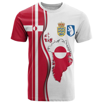 Greenland and Denmark Together T-Shirt National Country Map and Flag Style Graphic Tee