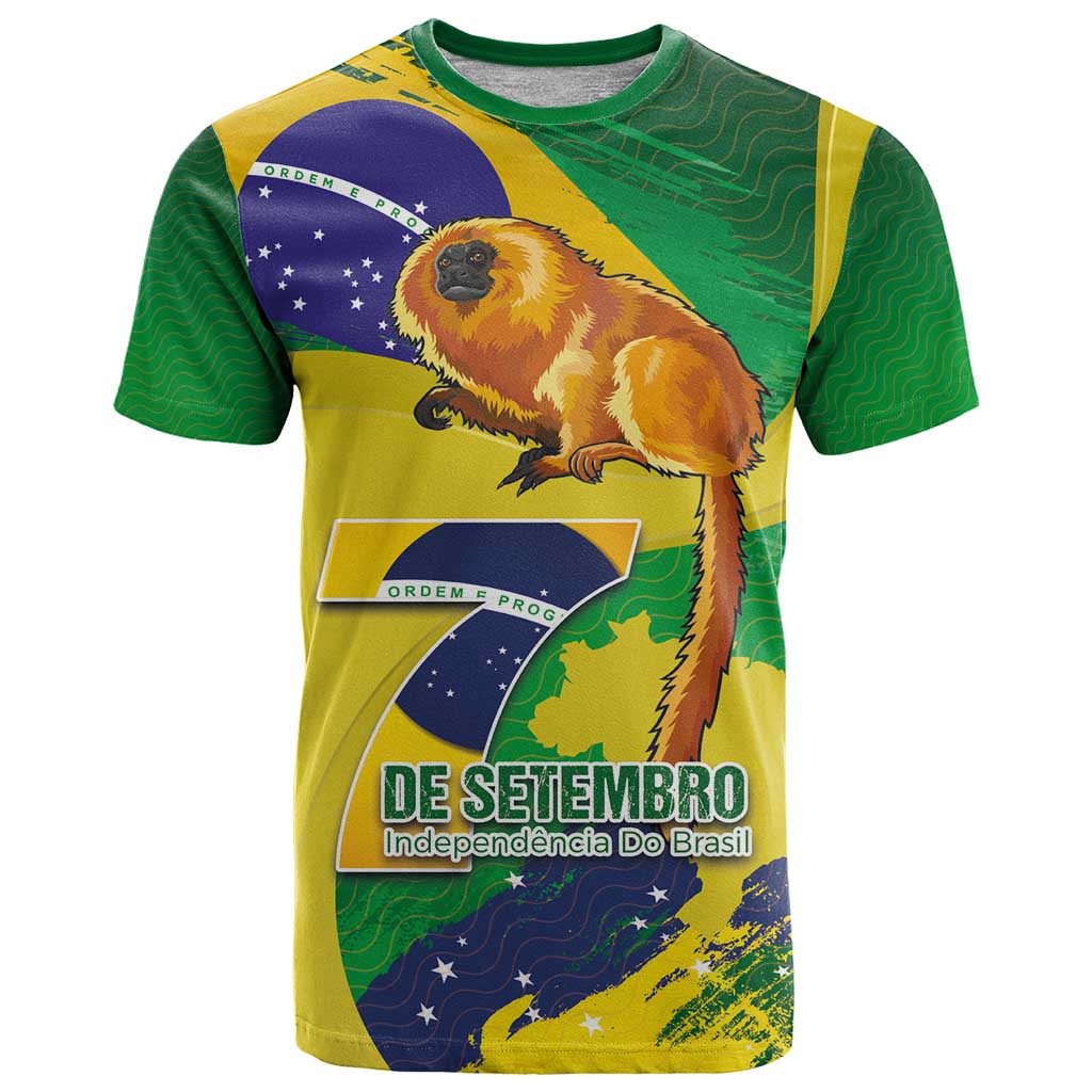 Brazil Independence Day T-Shirt Sete de Setembro and Golden Lion Tamarin Graphic Tee