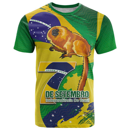 Brazil Independence Day T-Shirt Sete de Setembro and Golden Lion Tamarin Graphic Tee