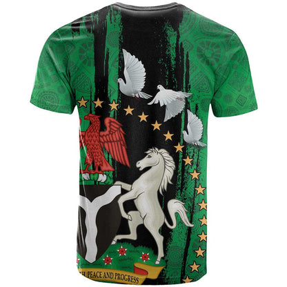Nigeria Independence Day T-Shirt National Seal with Peace Dove African Pattern Graphic Tee