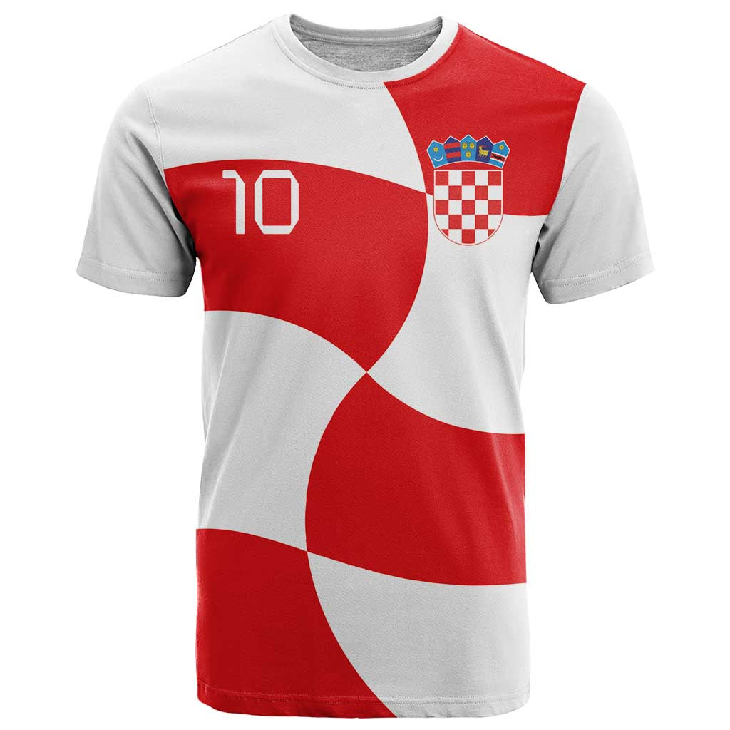 Custom Croatia National Football T-Shirt Reds and Whites Checkered Graphic Tee