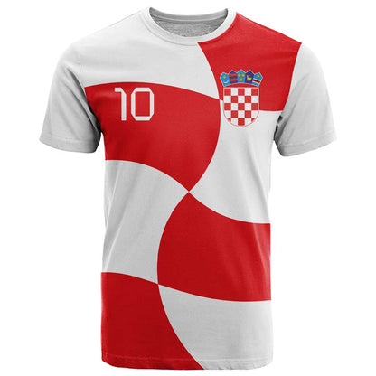Custom Croatia National Football T-Shirt Reds and Whites Checkered Graphic Tee
