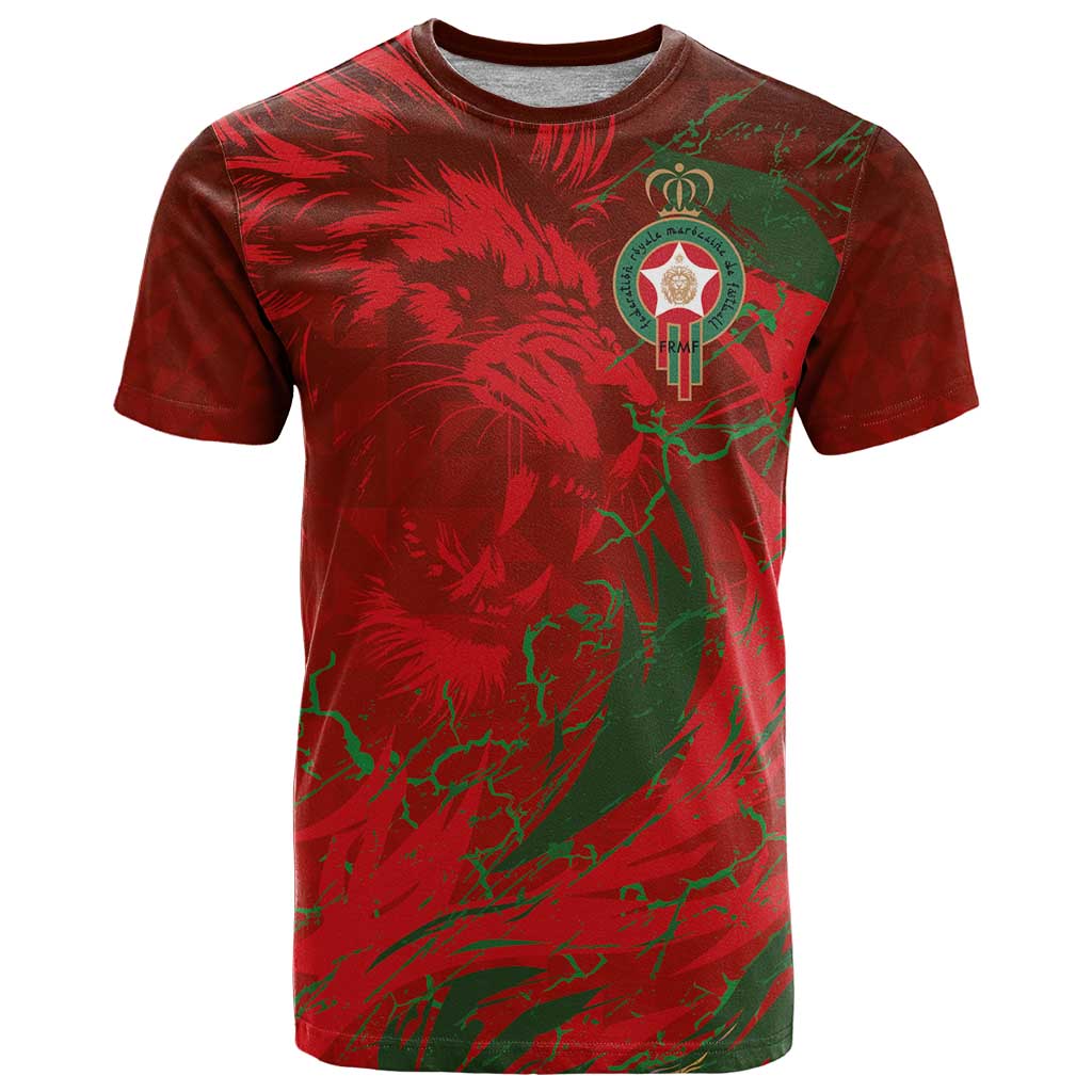 Custom Morocco National Football T-Shirt Atlas Lions Sporty Abstract Pattern Graphic Tee
