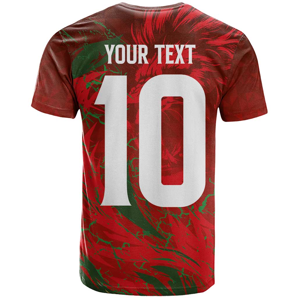 Custom Morocco National Football T-Shirt Atlas Lions Sporty Abstract Pattern Graphic Tee