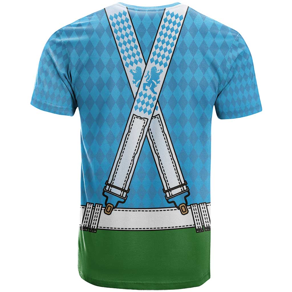 Bavarian Lederhosen Costume Style T-Shirt Lions Rautenflagge Pattern Graphic Tee