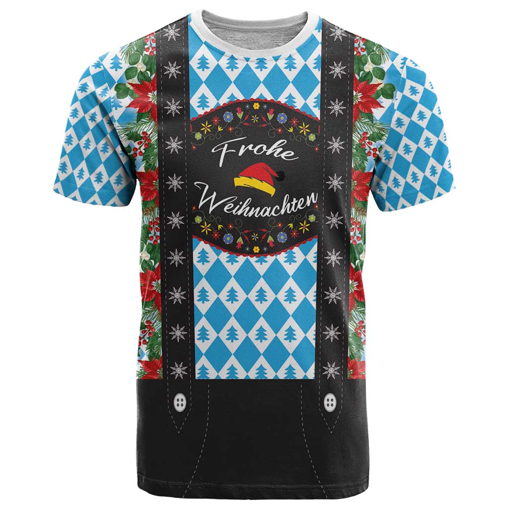 German Christmas T-Shirt Lederhosen Weihnachten Style with Bavaria Pattern Graphic Tee