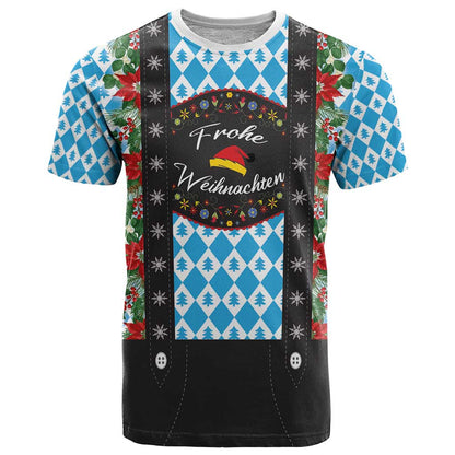 German Christmas T-Shirt Lederhosen Weihnachten Style with Bavaria Pattern Graphic Tee