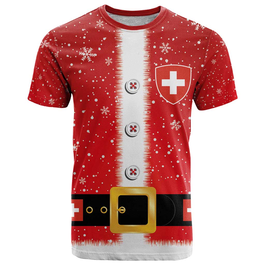 Personalized Swiss Christmas - Designed in Santa Suit T-Shirt Graphic Tee