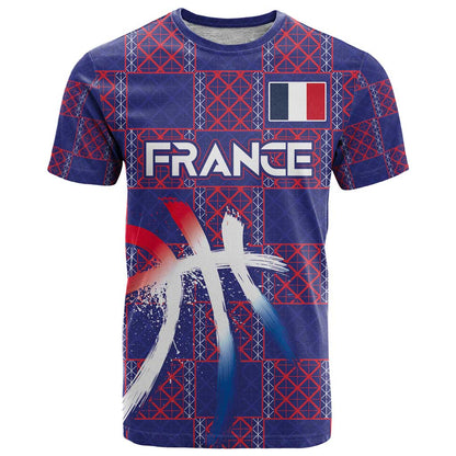 Custom Basketball Fan Jersey French T-Shirt Paris Architectural Heritage Checkered Style Graphic Tee