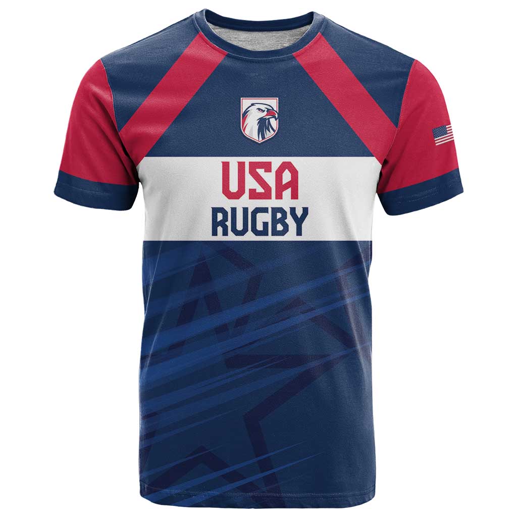 Custom USA Rugby 2024 T-Shirt Eagles Reigns Supreme Blue Version Graphic Tee