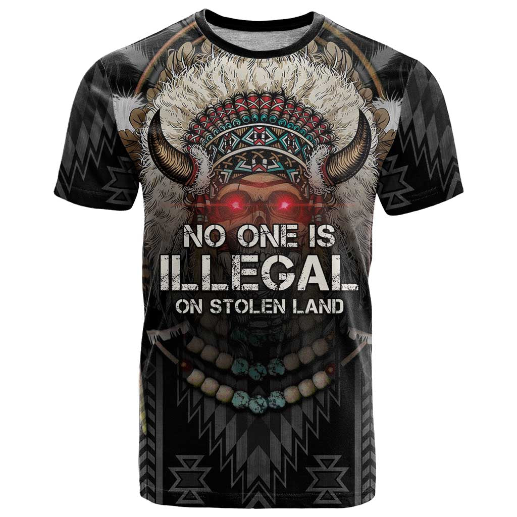 Native American T-Shirt No One Is Illegal On Stolen Land Graphic Tee